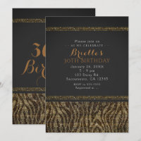 Zebra Sparkle Sequins Glam Chic Party Invitation