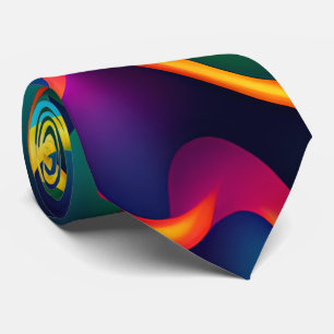 Zebra Strides Waves Rainbow Isometric Pattern Tie