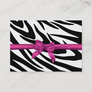 Zebra Stripe and Pink Ribbon Seating Card