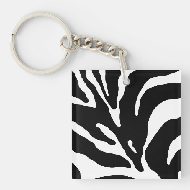 Zebra Stripe Animal Print Key Ring (Front)