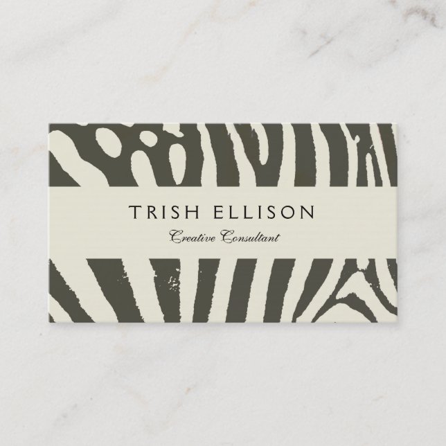 Zebra Stripe Animal Print Pattern Business Card (Front)