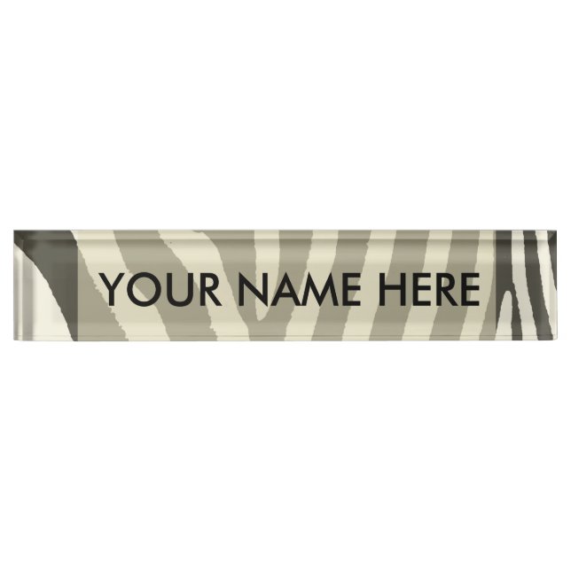 Zebra Stripe Animal Print Pattern Nameplate (Front)