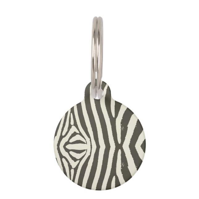 Zebra Stripe Animal Print Pattern Pet Tag (Front)