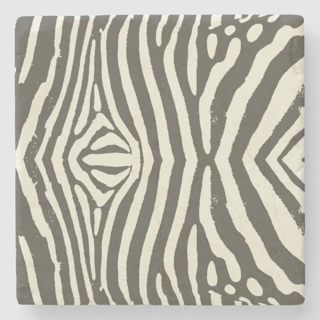 Zebra Stripe Animal Print Pattern Stone Coaster (Front)