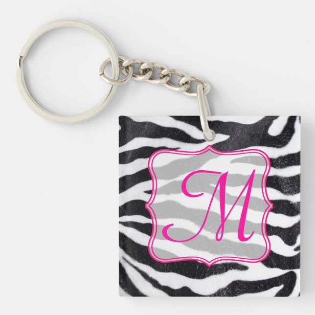 Zebra Stripe Animal Print Wild Cat Safar Key Chain (Front)