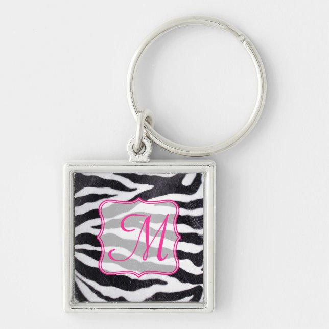 Zebra Stripe Animal Print Wild Cat Safar Key Chain (Front)