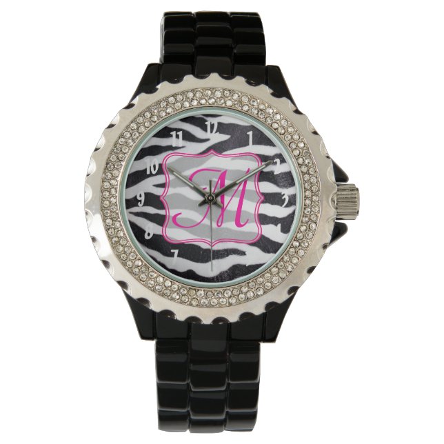 Zebra Stripe Animal Print Wild Cat Safari Watch (Front)