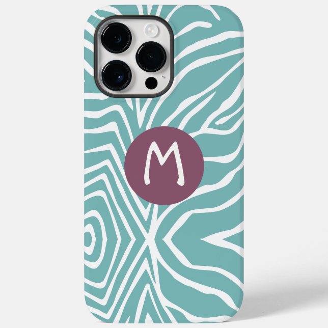 Zebra Stripe Any Colour Monogram iPhone 4 Case-Mate iPhone Case (Back)