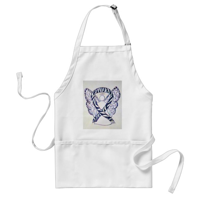 Zebra Stripe Awareness Ribbon Angel Art Apron (Front)