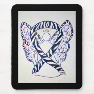 Zebra Stripe Awareness Ribbon Angel Art Mousepad
