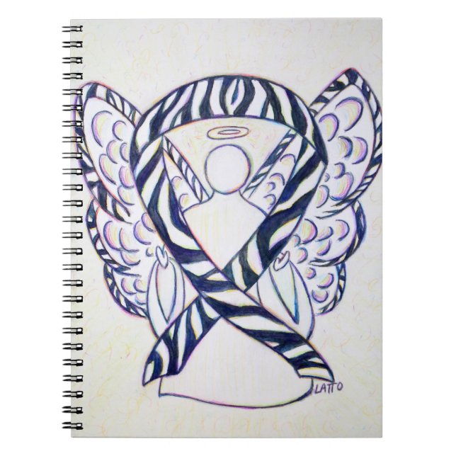 Zebra Stripe Awareness Ribbon Angel Art Notebook (Front)
