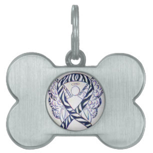 Zebra Stripe Awareness Ribbon Angel Bone Pet Tag