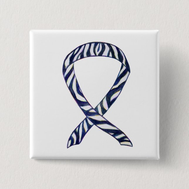 Zebra Stripe Awareness Ribbon Custom Art Button (Front)
