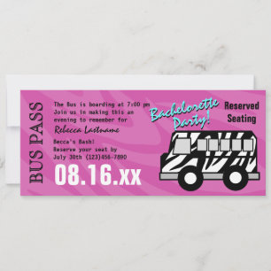 Zebra Stripe Bus Pass Hens Party Invitation