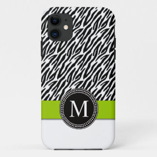 Zebra Stripe Monogram Green iPhone 5 Case