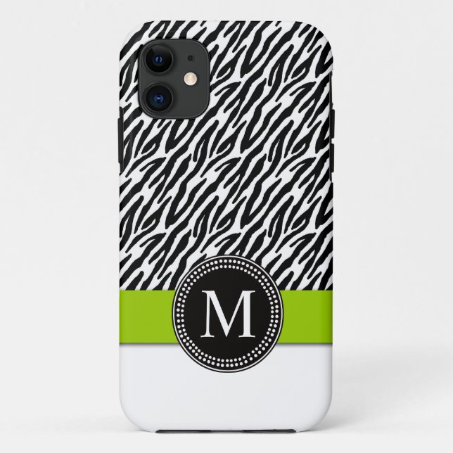 Zebra Stripe Monogram Green iPhone 5 Case (Back)