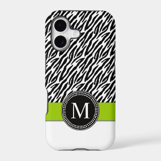 Zebra Stripe Monogram Green iPhone 5 Case