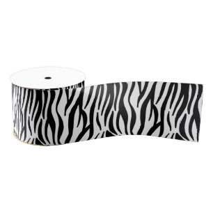 Zebra Stripe Pattern Grosgrain Ribbon