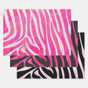 Zebra Stripe Pattern Matching Set Wrapping Paper Sheet