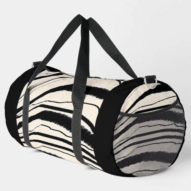 Zebra Stripe Print Athletic Gym Travel Carry On  Duffle Bag (Right Corner)