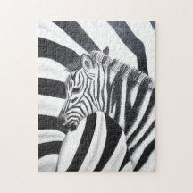 Zebra Stripe Safari Black and White Puzzle