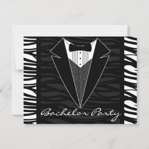 Zebra Stripe Tuxedo Bachelor Party Invitation