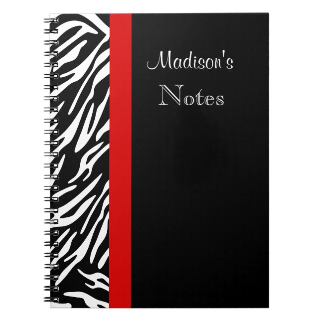 Zebra Stripe with Red Border Personalised Notebook (Front)