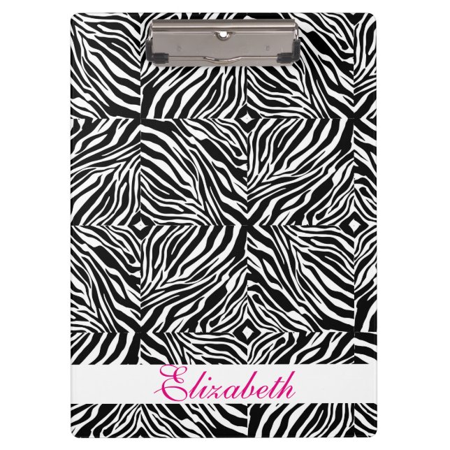 Zebra Striped Coats in Black and White Pattern Clipboard (Front)