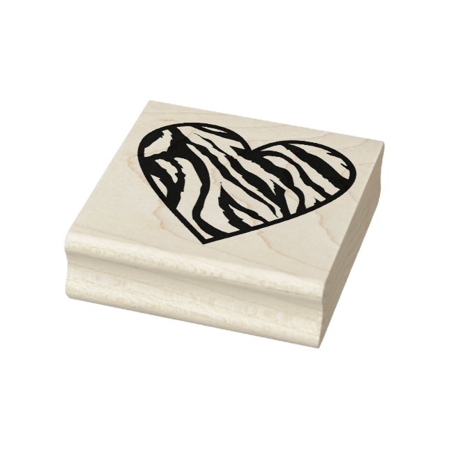 Zebra Striped Heart Rubber Stamp (Stamp)