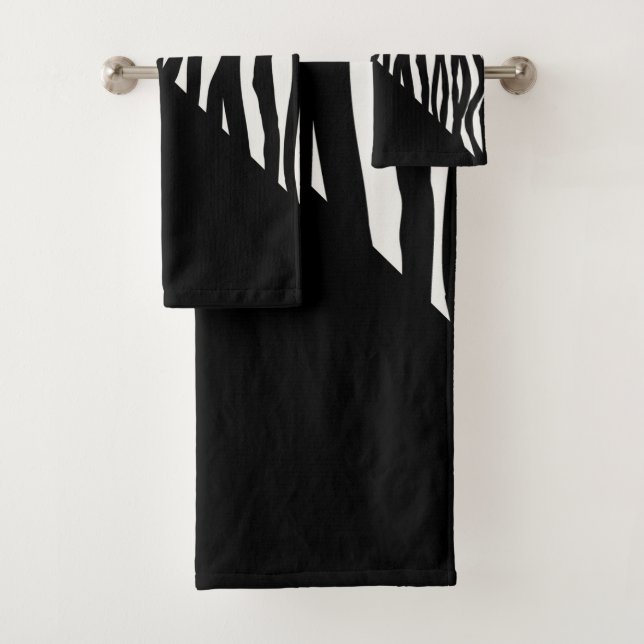 Zebra Striped Multi Pattern Bath Towel Set (Insitu)