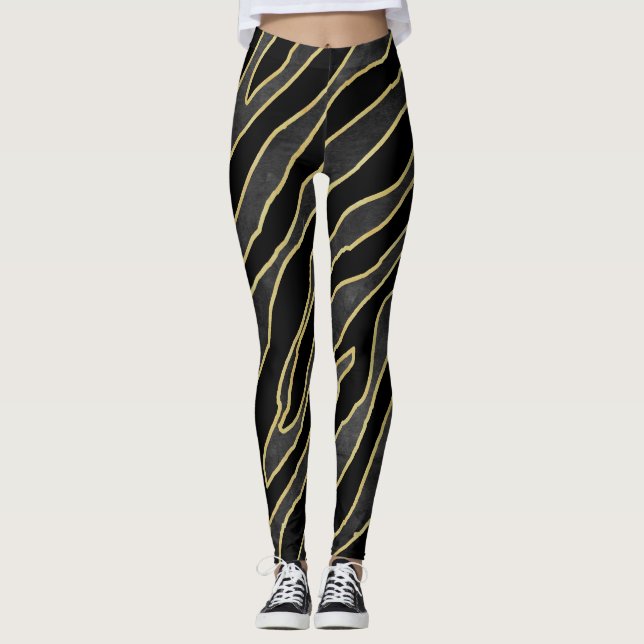 Zebra Stripes: Abstract Monochrome Seamless. Leggings (Front)