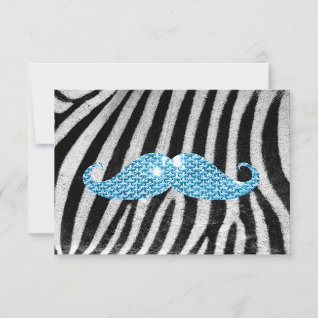 Zebra Stripes And Blue Bling Moustache (Front)