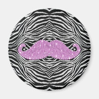 Zebra Stripes And Pink Bling Moustache