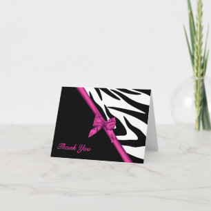 Zebra Stripes and Ribbon Thank You Note