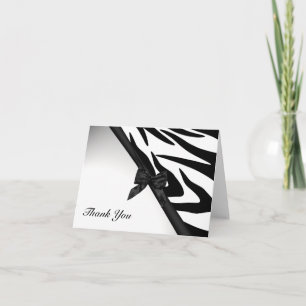 Zebra Stripes and Ribbon Thank You Note