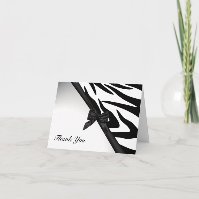 Zebra Stripes and Ribbon Thank You Note (Front)