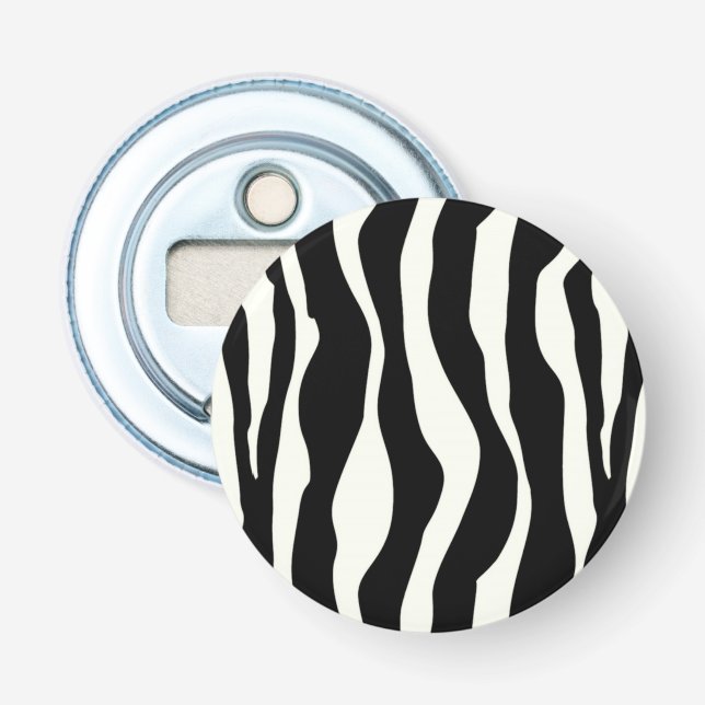 Zebra stripes - Black and White Bottle Opener (Front)
