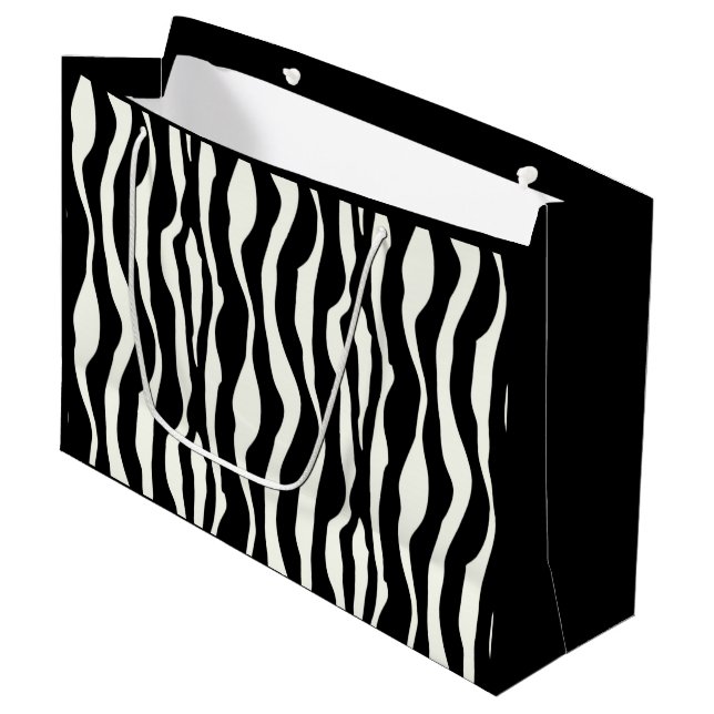 Zebra stripes - Black and White Large Gift Bag (Front Angled)