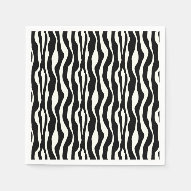 Zebra stripes - Black and White Napkin (Front)