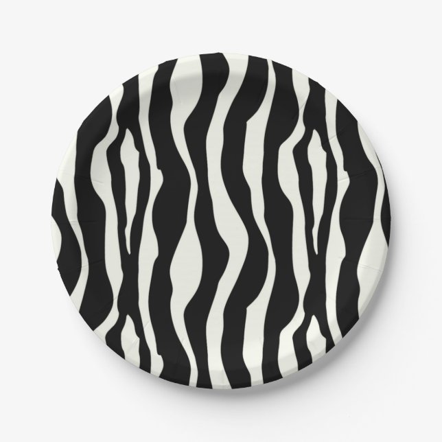 Zebra stripes - Black and White Paper Plate (Front)