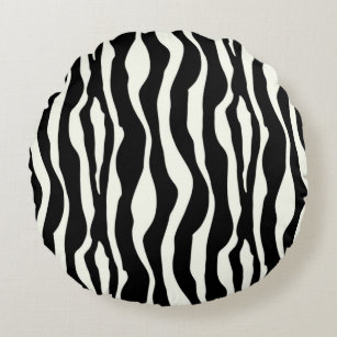 Zebra stripes - Black and White Round Cushion