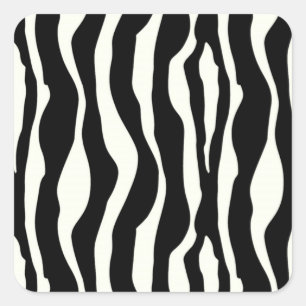 Zebra Stripes, Black and White Square Sticker