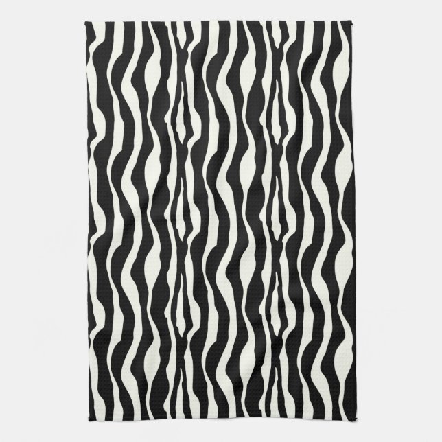 Zebra stripes - Black and White Tea Towel (Vertical)
