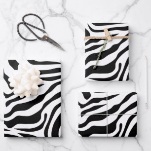Zebra Stripes Black And White Wild Animal Print Wrapping Paper Sheet
