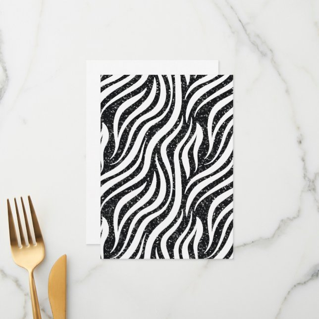 Zebra Stripes Black Glitter Wild Animals Print Menu (Front/Back In Situ)