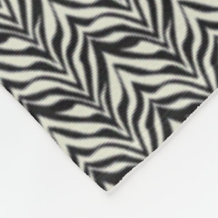 Zebra Stripes Black White Wild Safari Fleece Blanket