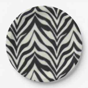 Zebra Stripes Black White Wild Safari  Paper Plate