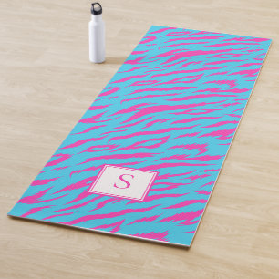 Zebra Stripes Blue Purple Monogram Personalised Yoga Mat