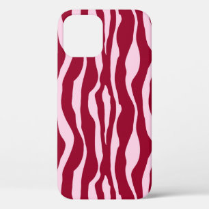 Zebra stripes - Burgundy and Pink iPhone 12 Pro Case