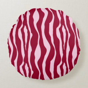 Zebra stripes - Burgundy and Pink Round Cushion